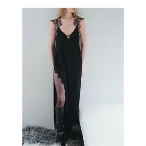 Zara Black Dress with Lace Accents